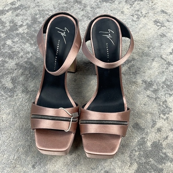 New Giuseppe Zanotti Tytania Satin Mule Sandals Zipper Toes Platform Heels Sz 40 - Picture 7 of 16
